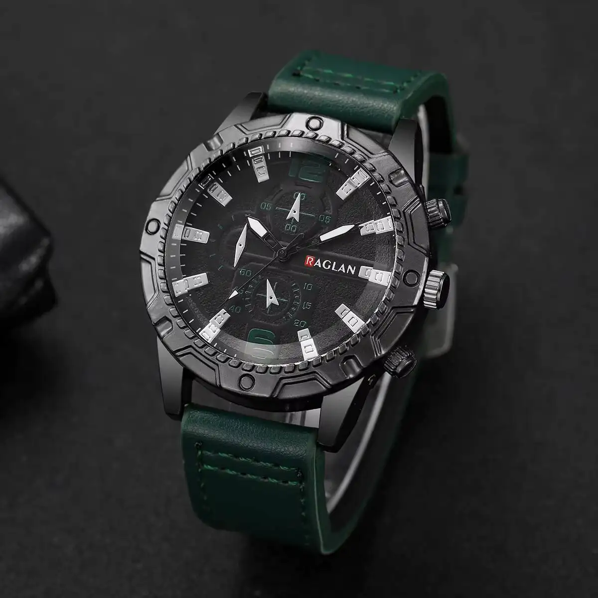 ファッションレザーストラップメンズビジネスウォッチカジュアルアラビア数字ダイヤルクォーツ時計リロイHombre（箱なし）