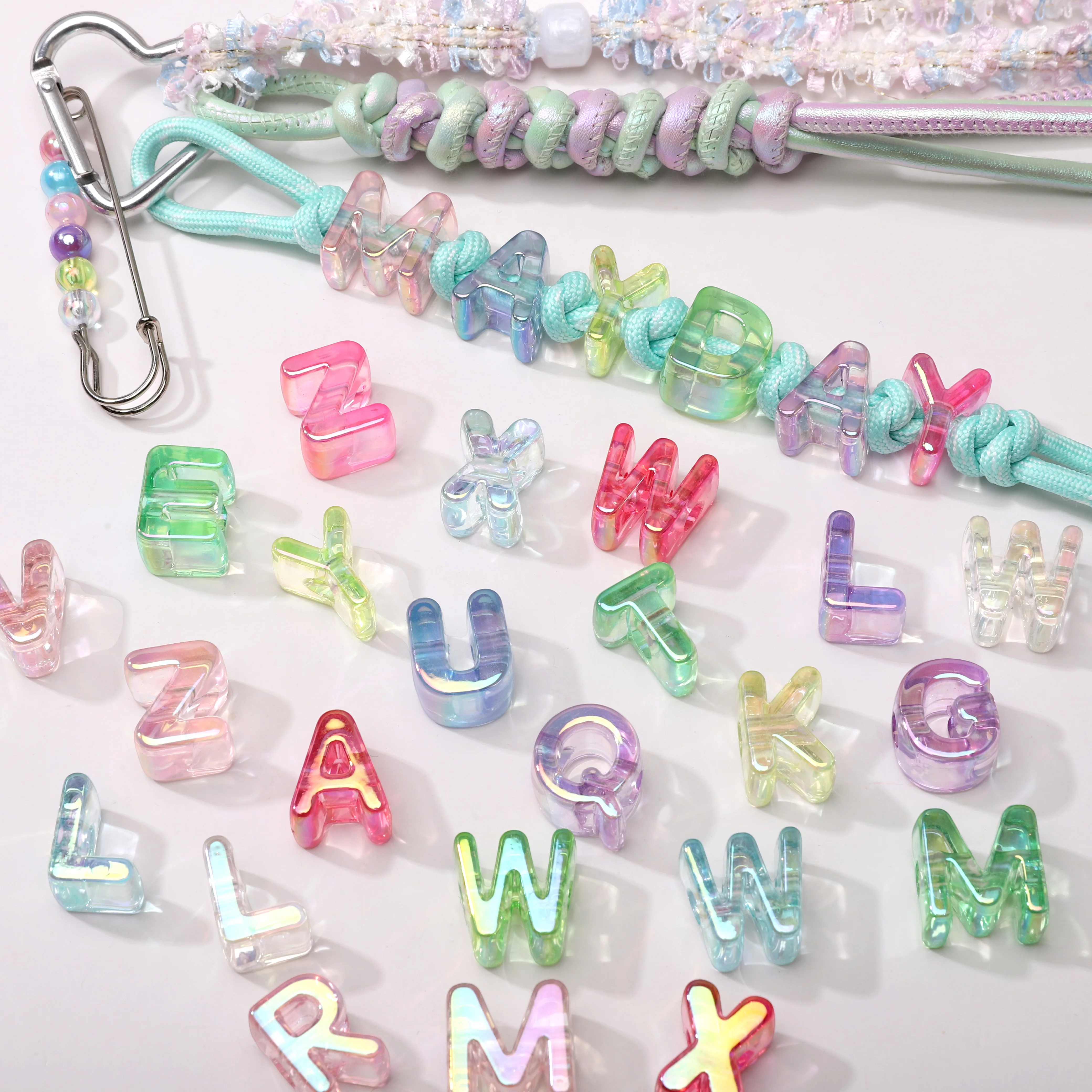 5pcs Mixed Color English Acrylic Letter Beads For Jewelry Making DIY Decorations Bracelets Beadable Accessories