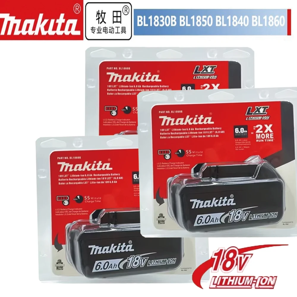 

For Makita 18V 6000mAh Rechargeable Tools Battery With LED BL1830 BL1850 BL1860 Battery Charger Set With Working Light