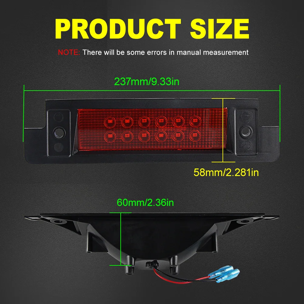 1X Fits For Land Rover Defender 90/110/XS 1997-2006 Brilliant Red High-Mount Rear Led Third Brake Stop Tail Light Lamp