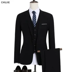 Wedding Men Suits 3 Pieces 2 Outfit Set Elegant High Quality Jackets Vest Pants Blazers Luxury Classic 2024 Formal Clothing