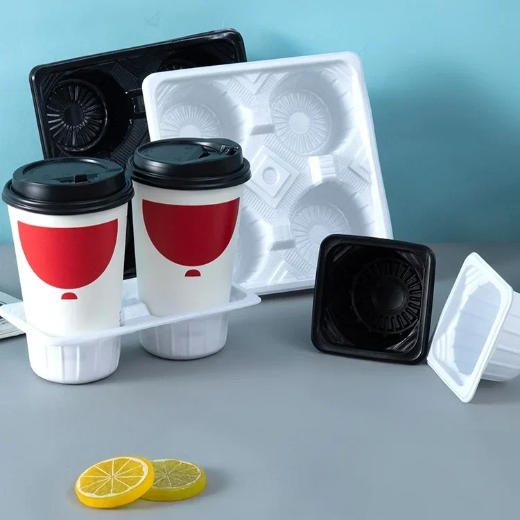 100pcs Beverage Packaging Cup Holder Disposable Plastic Cup Holder 1/2/4 Cup Tray Takeout Coffee Milk Tea Anti Spill Base