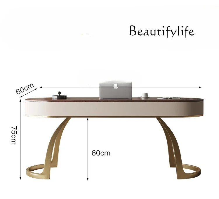 High-end designer office desk Italian minimalist high-end walnut pattern study computer desk