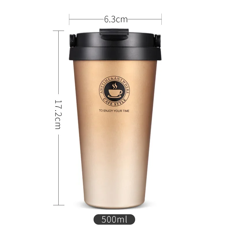 UPORS Portable 500 ML Stainless Steel Coffee Mug Double Wall Vacuum Insulated Travel Mug with Leak Proof Lid Wide Mouth Tumbler