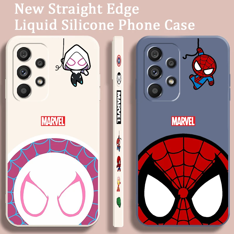 

Marvel Spider Man Cartoon Mini Liquid Left Rope For Samsung Note 20 10 A54 A31 A14 A03 A22 A34 A04 A24 Ultra Plus 5G Cover