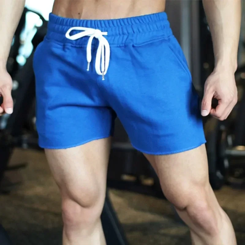 Summer Mens Sports Shorts Green Blue Knitted Cotton Casual Shorts Plus Size Elastic Waist Drawstring Straight Short Pants 5xl