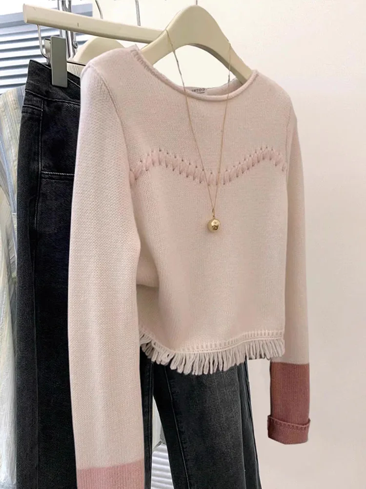 Round Neck Pullover Knitted Tops Autumn Winter New Design Sense Niche Sweater For Women Casual Versatile Long Sleeve Sweaters