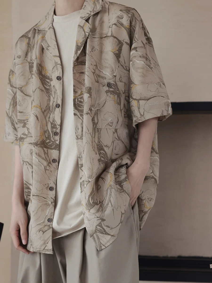 

Retro Japanese Sle Lazy Line Geometry ort Sve irt Cool Summer Loose Casual irt Jaet Loose Fit Daily Wear