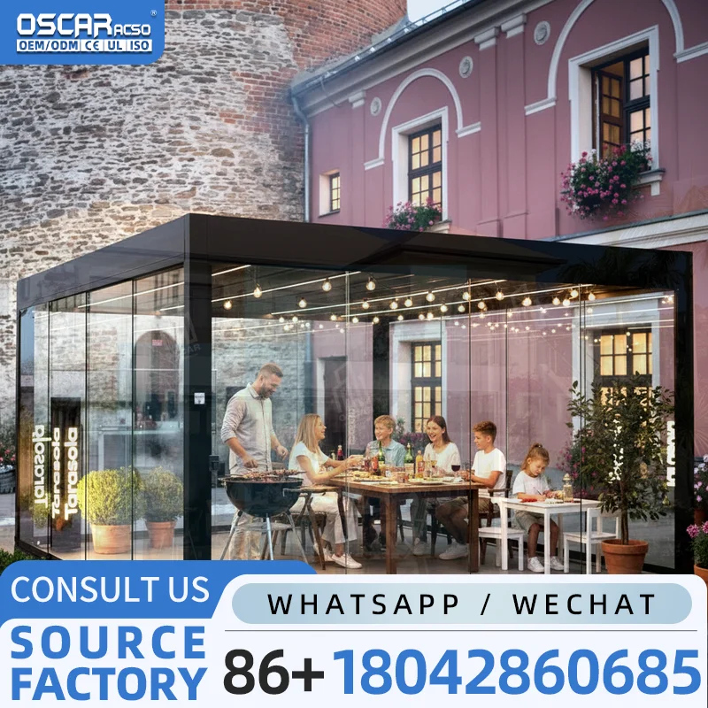 Motorized Customized Outdoor Louvered Shelter Rust proof Aluminium Pavilion for Garden Backyard Poolside pergola