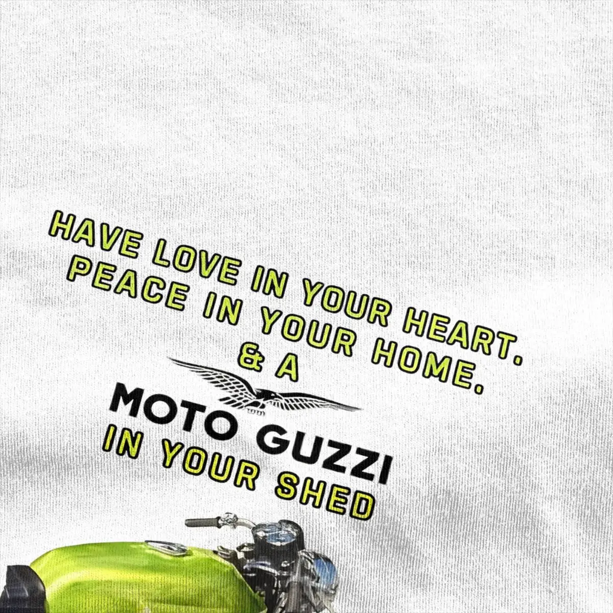 Love Heart Moto Guzzi V7 Stuff Shirt Men Women Motocycle Vintage Pure Cotton T Shirt Crewneck Short Sleeve Big Size Cloth