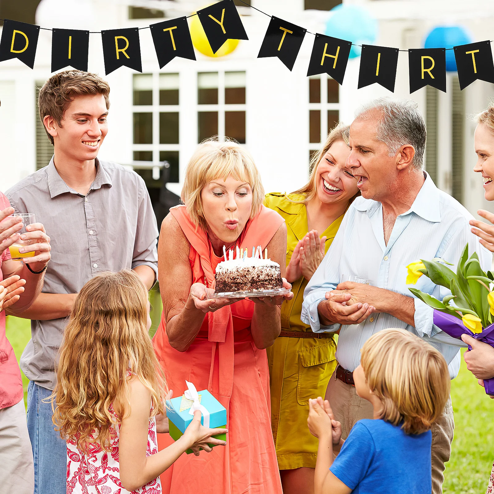 

Fishtail Birthday Decoration Party Banner 30th Black Custom Miss for Women Men Adults Dining Table Wall Window Ceiling Party