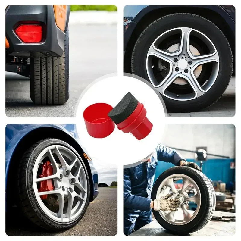 Esponja Curva para Polimento e Cera de Rodas de Carro com Capa, Aplicador de Contorno para Limpeza de Pneus, Acessórios para Carro