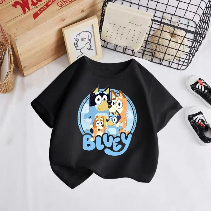 Bluey Cute Figures Children Summer Short Sleeved T-Shirt Comfortable Outwear For Boys Girls Cartoon Printed Breathable Clothes