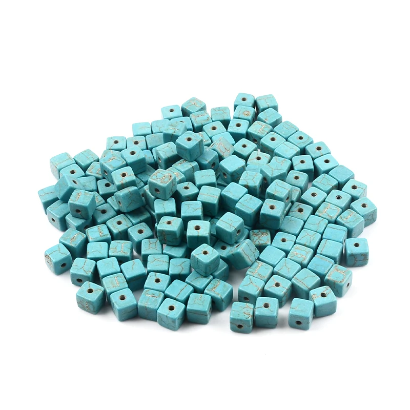 Square Blue White Natural Stone Beads For Jewelry Making Diy Bracelet Necklace Howlite Spacer Loose Bead Handmade