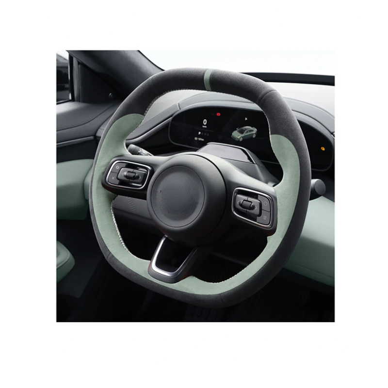 Suitable for ZEEKR 001 2024 2025 Suede Hand Sewn Steering Wheel Cover Is Wear-resistant for All Seasons