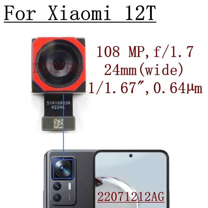 Front Rear Camera For Xiaomi Mi 12T Pro 12TPro Selfie Frontal Back Wide Macro Camera Module Flex Repair Spare Parts