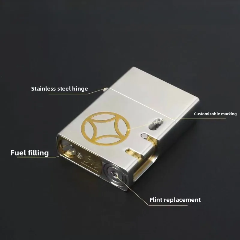 

stainless steel integrated fuel lighter, high-end mechanical EDC fuel lighter, cigarette accessories, men's gift
