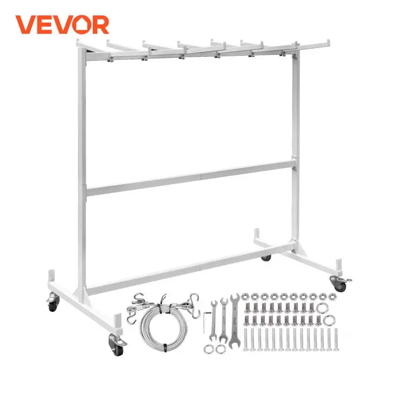 VEVOR 1 Layer 3 Rows Folding Chair Dolly Cart W/Locking Casters Max 42 Chairs 12 Tables Steel Frame Of Rotating Wheel With Rope