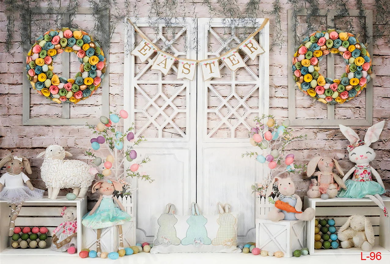 Photography Background Spring Easter Flower Shop Window Kids Birthday Party Portrait Decor Backdrop Photo Studio Props