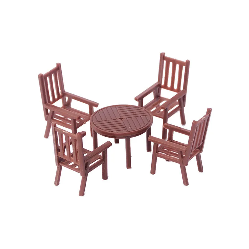 2Sets Miniature Table Chair Set Model Scale 1:30-75 ABS Indoor House Materials Sand Table Landscape Layout Diorama Kits