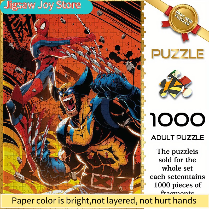 

Marvel Themed Seamless Jigsaw Puzzle Z12.8-52, Wolverine vs. Spider-Man Battle Scene - Durable Thick DIY Puzzle, Adult Brain T