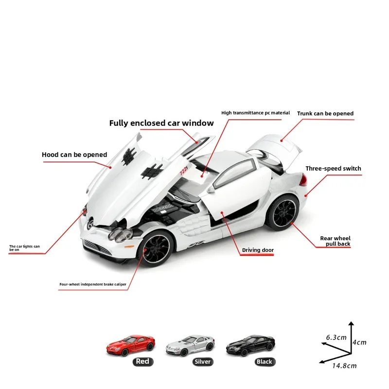 Simulation 1:32 Benz SLR McLaren 722S Linkage Sports Car Alloy Toy Car Model Sound and Light Pull Back Diecast Toy Vehicle Gift