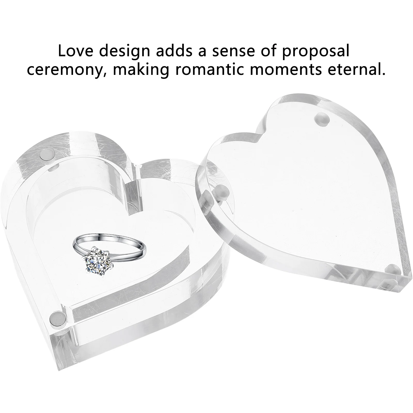 Clear Acrylic Heart Shaped Ring Box for Wedding Engagement Proposal Jewelry Storage Elegant European Style Bridal Proposal Box
