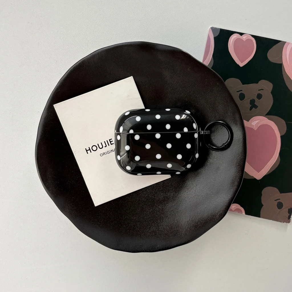 سيمبلي لون الاصطدام أسود أبيض موجة نقطة لصق هوك حقيبة سماعة الاذن غطاء ل AirPods 1 أو 2 3 4 Pro 2 Pro 3