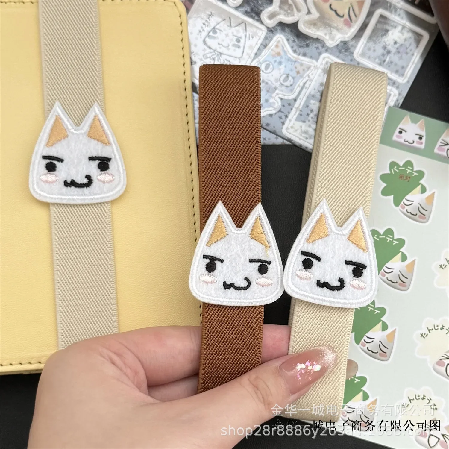 Japanese Cute Cartoon Kitten Loose-leaf Notebook Elastic Strap Scrapbook Journal Book Storage Elastic Elastic Band Binding Rope