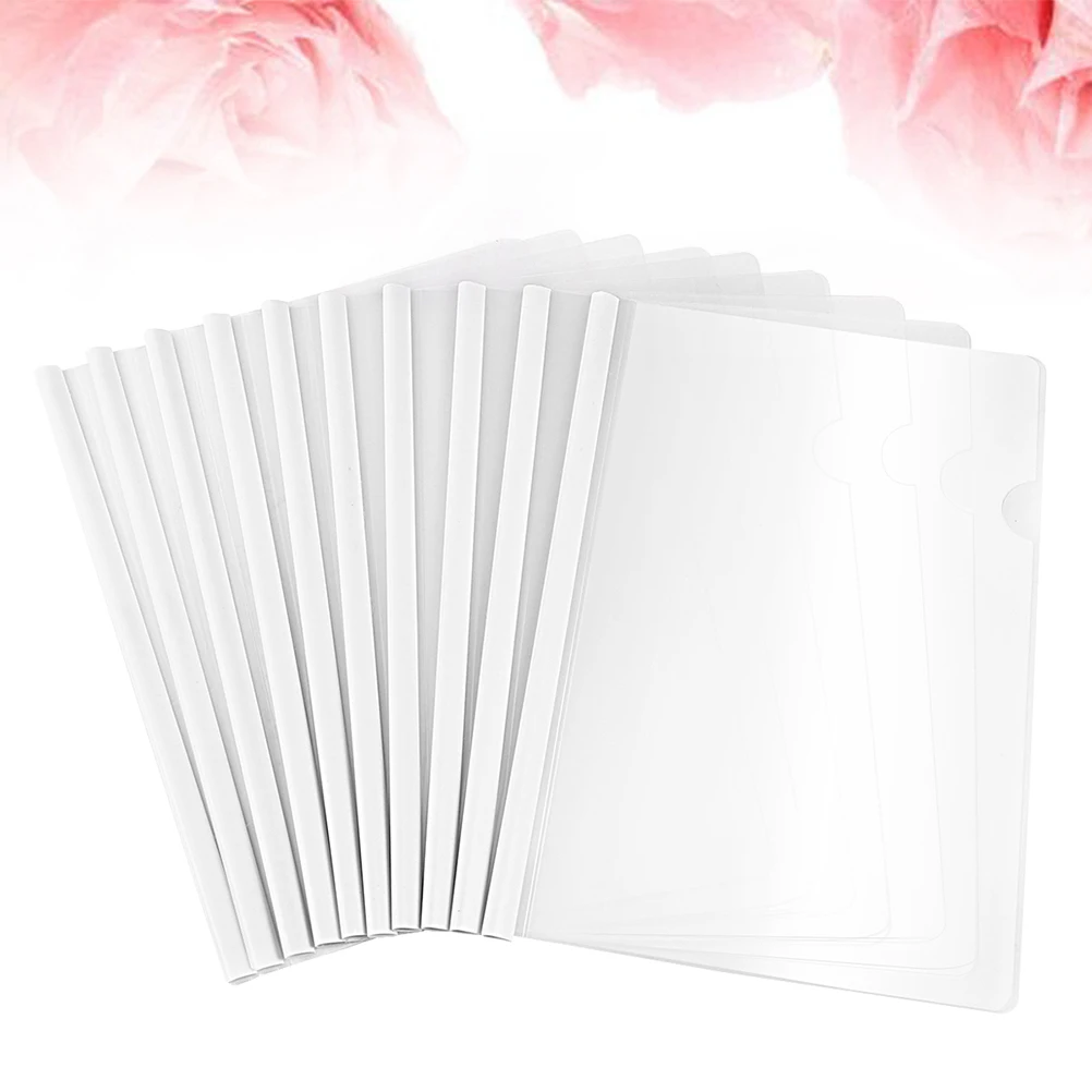 

20pcs File Paper Cover Case A4 Size Clear Front Sliding Bar Non Slip Locking Binder Papers Documents Test Books