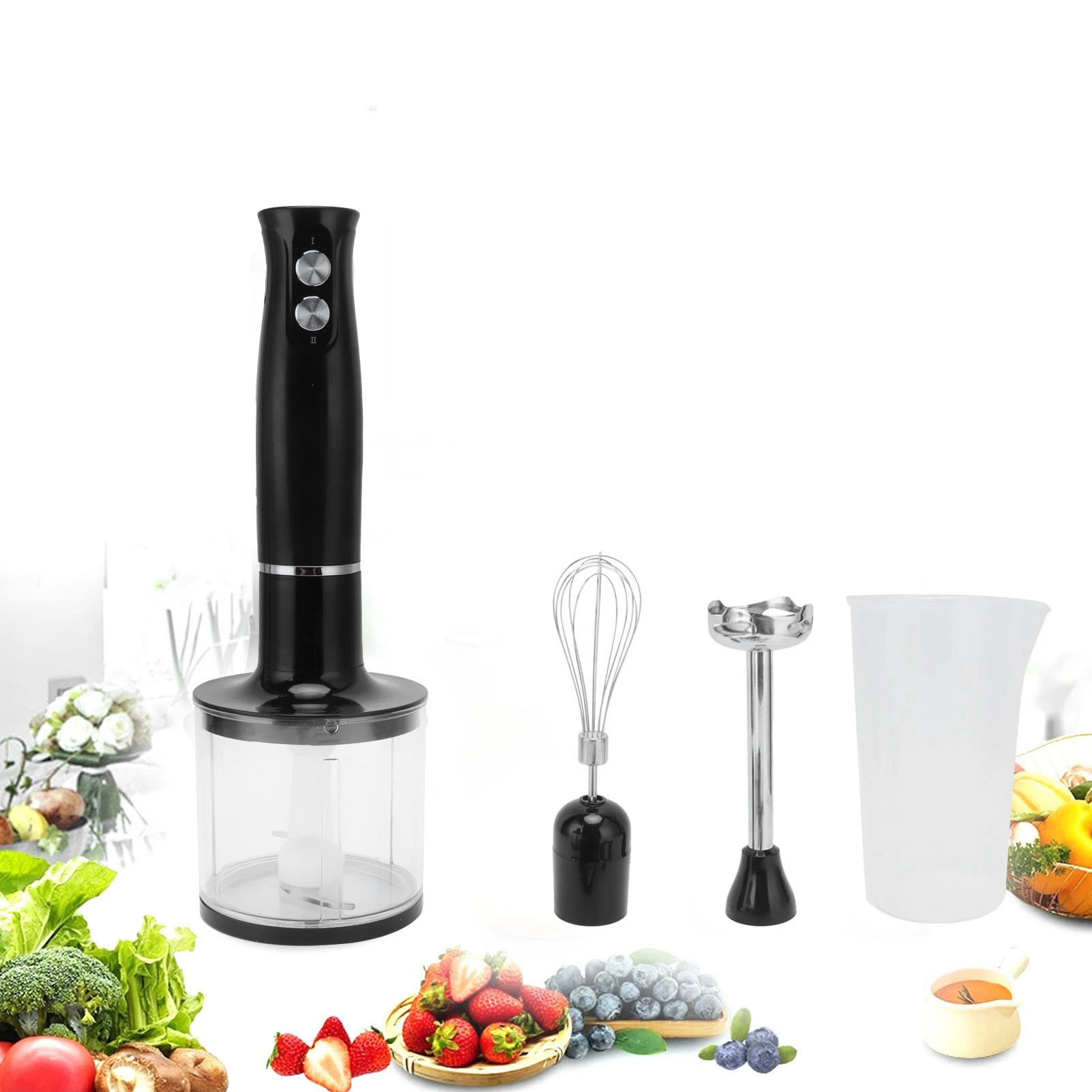 500W 4 in 1 Electric Stick Hand Kitchen Blender Food Processor Egg Whisk Mixer Juicer Meat Grinder EU Plug 220V