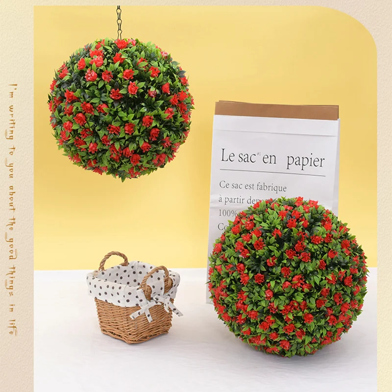 

20CM Artificial Green Grass Flower Ball Shopping Mall Home Ceiling Wedding Decoration Eucalyptus Plastic Hanging Fake Plant Ball