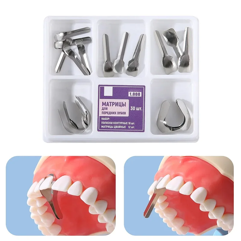 

30Pcs/box Dental Proximal Anterior Strips Twin Matrix Bands For Direct Tooth Restoration Filling Cosmetic Dentistry Materials