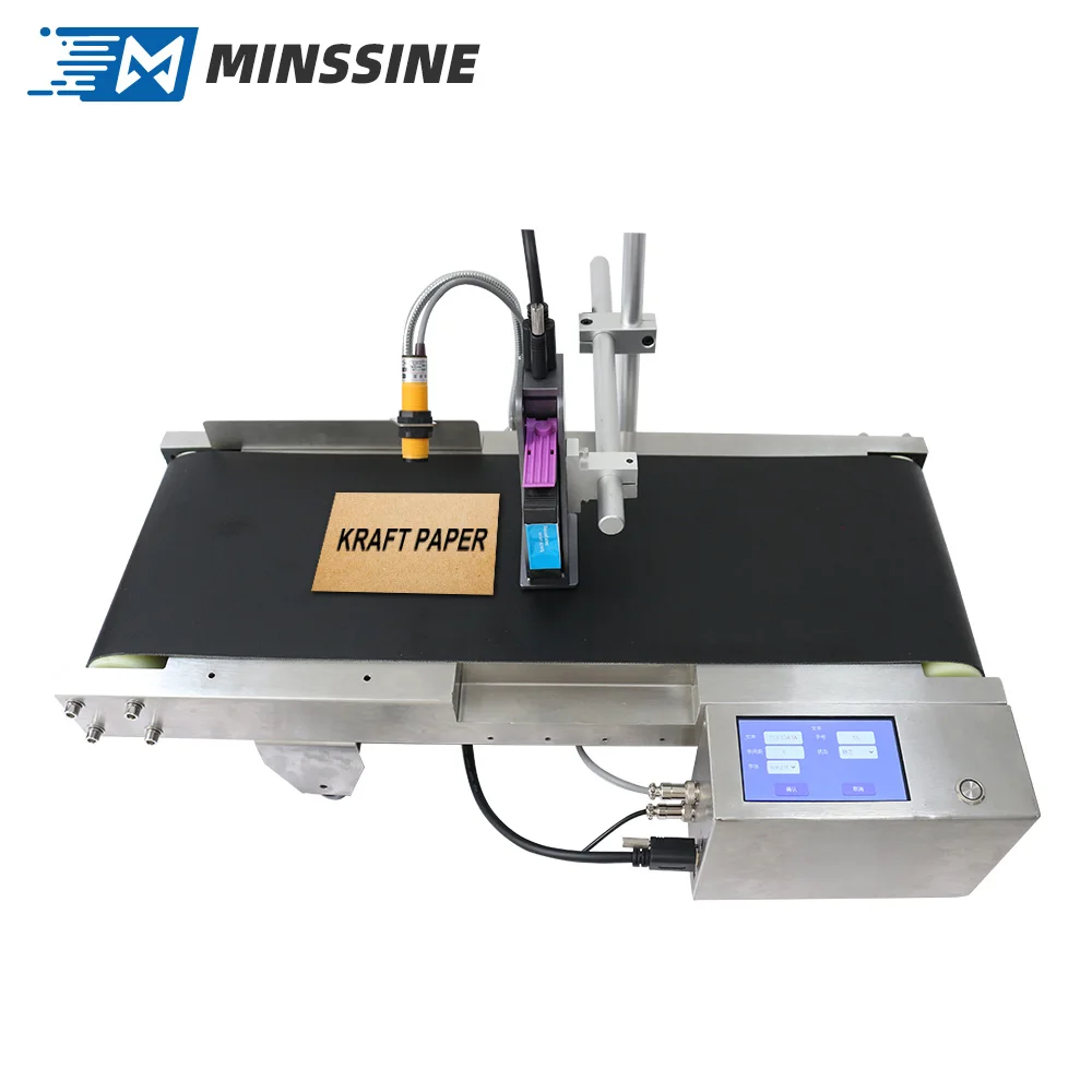 12.7 مللي متر طابعة ناقلة آلة متكاملة شاشة لمس ذكية شعار تاريخ ورقة كرتون زجاجة طابعة نافثة للحبر على الإنترنت