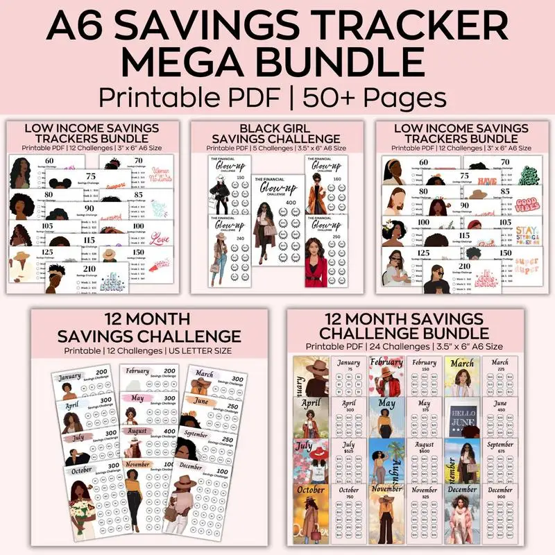 Bespaar geld Uitdagingsboek Leuk komisch meisje Geldbesparend Uitdagingsboek A6 Bindmiddel Dagelijkse besparing Planner Bubble Effect Draagbaar