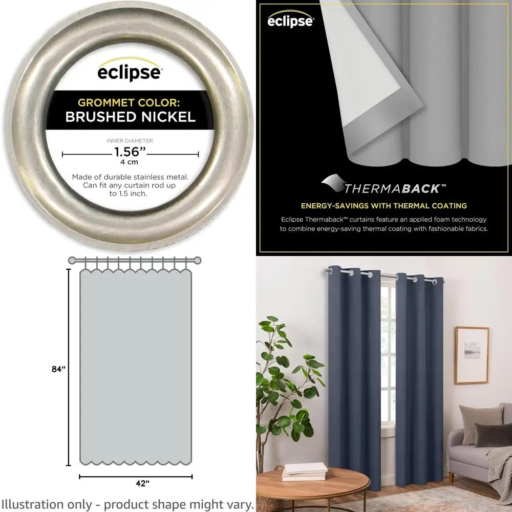 

Термоизолированные шторы из искусственного льна с люверсами, 84x42, затемняющие, шумоподавляющие, 2 панели, индиго для гостиной/спальни