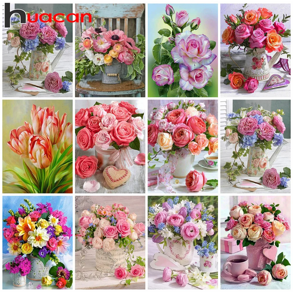 Huacan 5d DIY Diamant Malerei Blumenvase Dekor nach Hause volle quadratische runde Stickerei Mosaik Obst Wand kunst