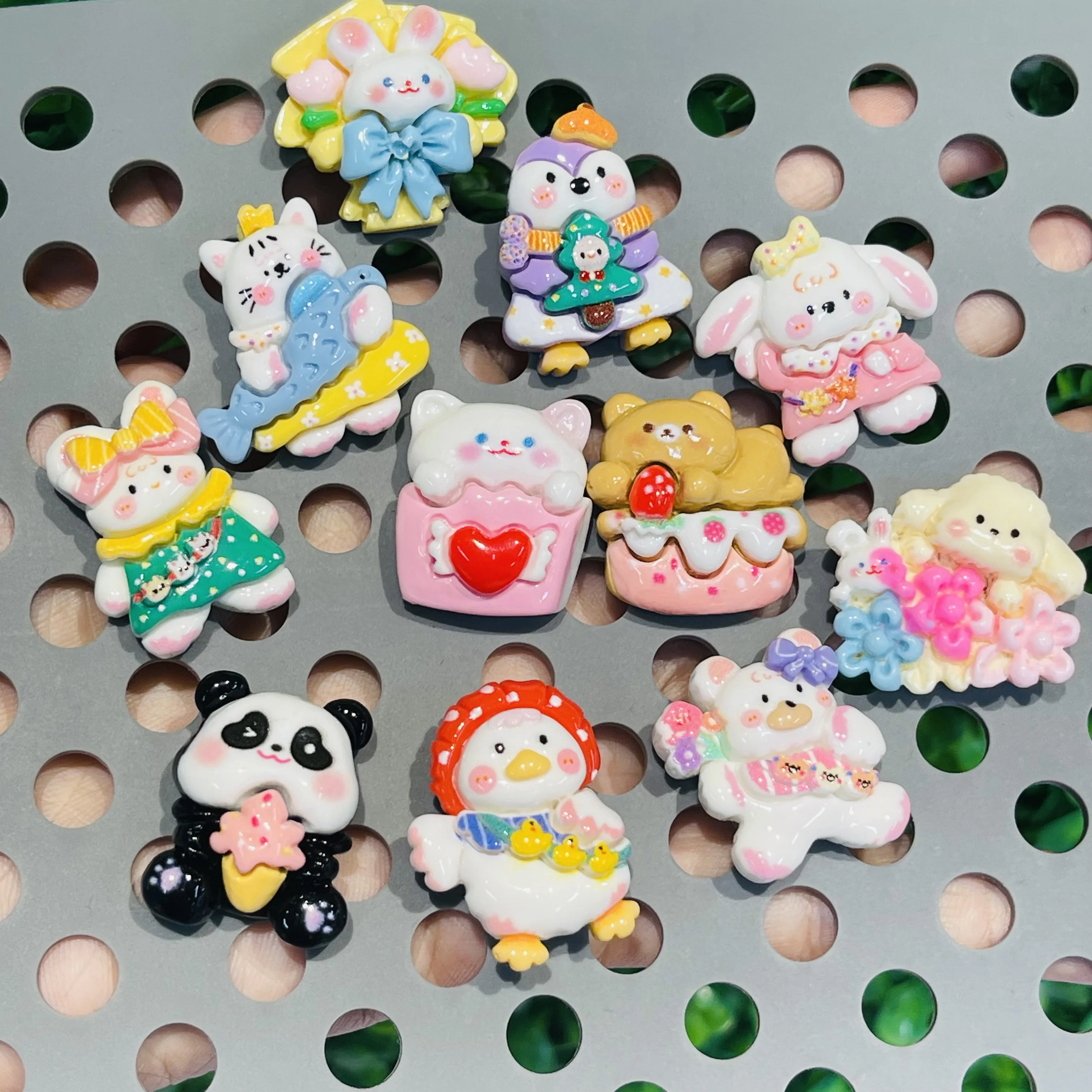 1-11 Stück Harz Schuh Charms Kawaii Tier Kaninchen Bogen Blume Panda Katze Fisch Ente Schnalle verstopft Stifte Loch Pantoffel Schuhe Ornamente