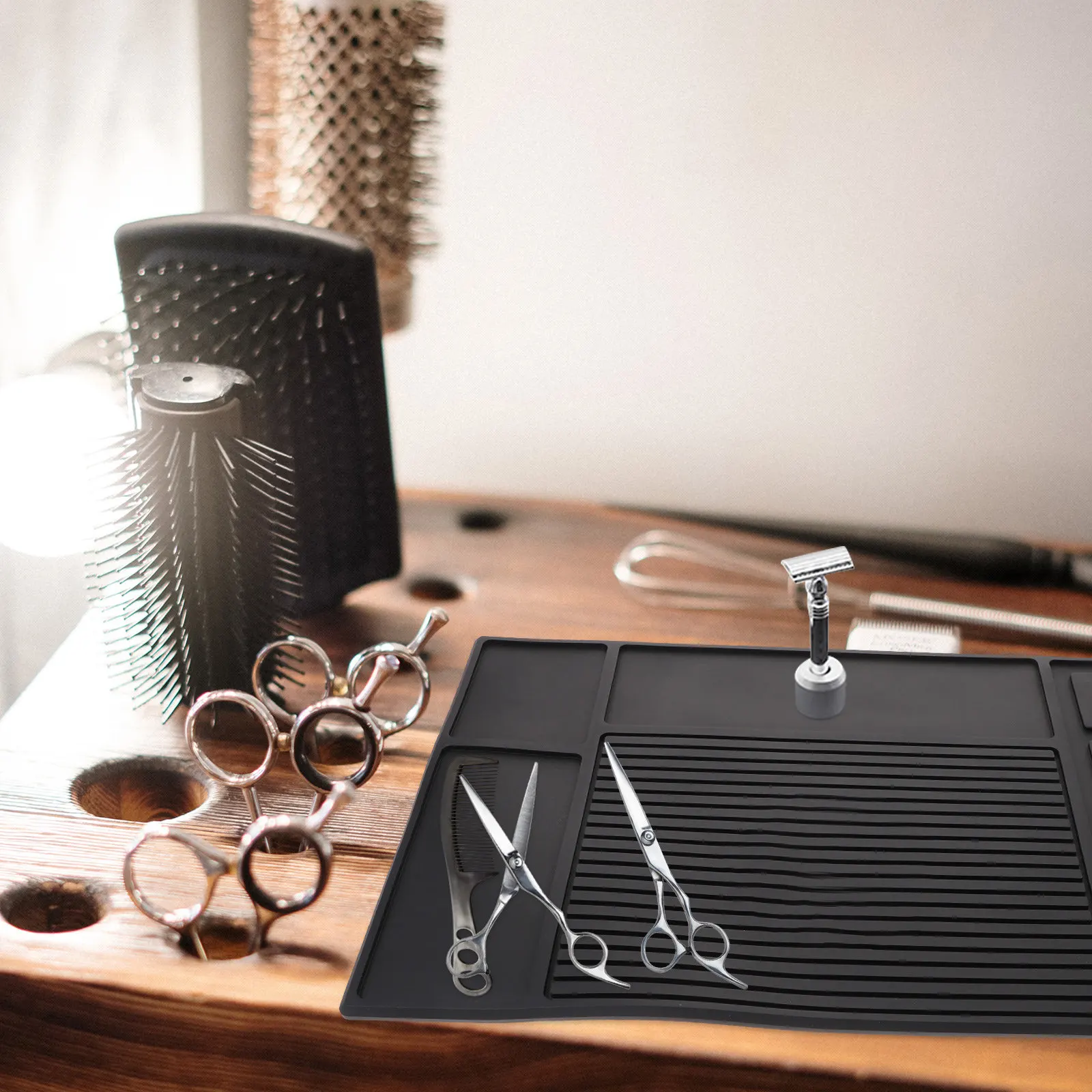 

Силиконовый коврик для парикмахера, нескользящий, для хранения инструментов, машинок для стрижки, триммеров, ножниц, противоскользящий коврик для парикмахерской станции