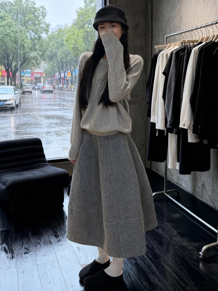 

Свободный женский круглый открытый кардиган, свитер, осень-зима, вязаный верх, внутренняя одежда, базовый слой, корейский Sle, высококачественная плата...