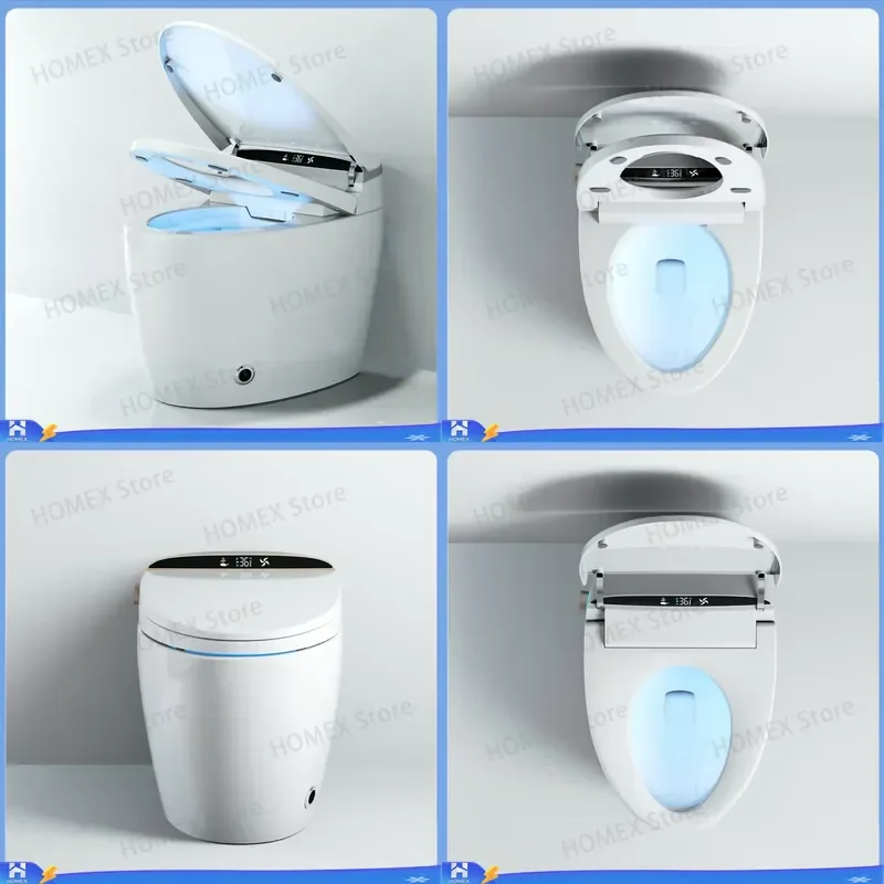Smart Electric Automatic Flip Foot Sensor Flushing Toilet Premium Bathroom Smart Bidet Seat Hands Free Hygiene Modern WC