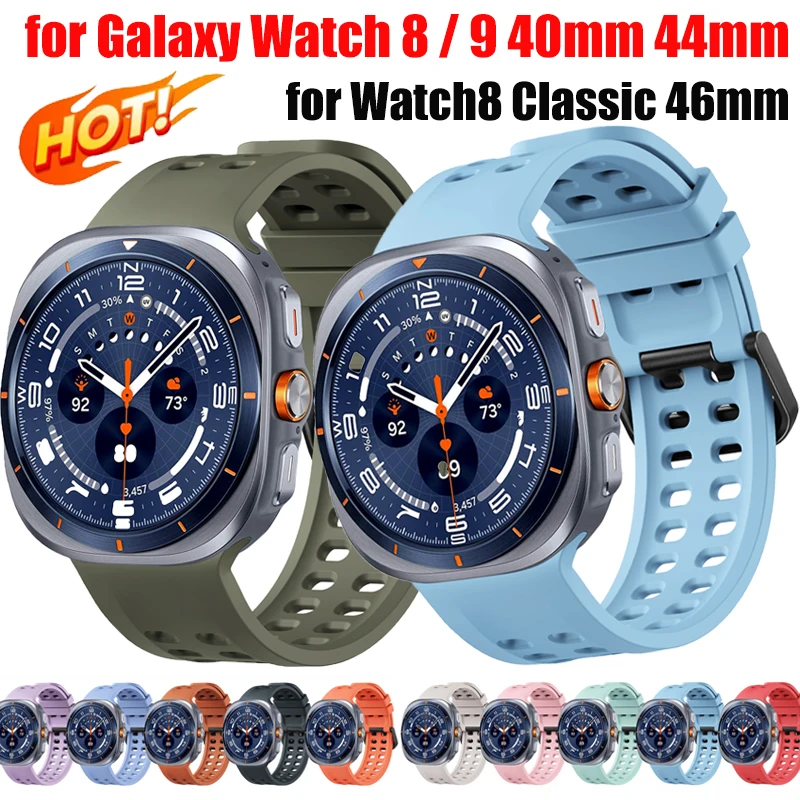 Silicone Breathable Strap for Samsung Galaxy Watch Ultra 2 Marine Wristband Bracelet for Galaxy Watch 9/8/8 Classic Watchband