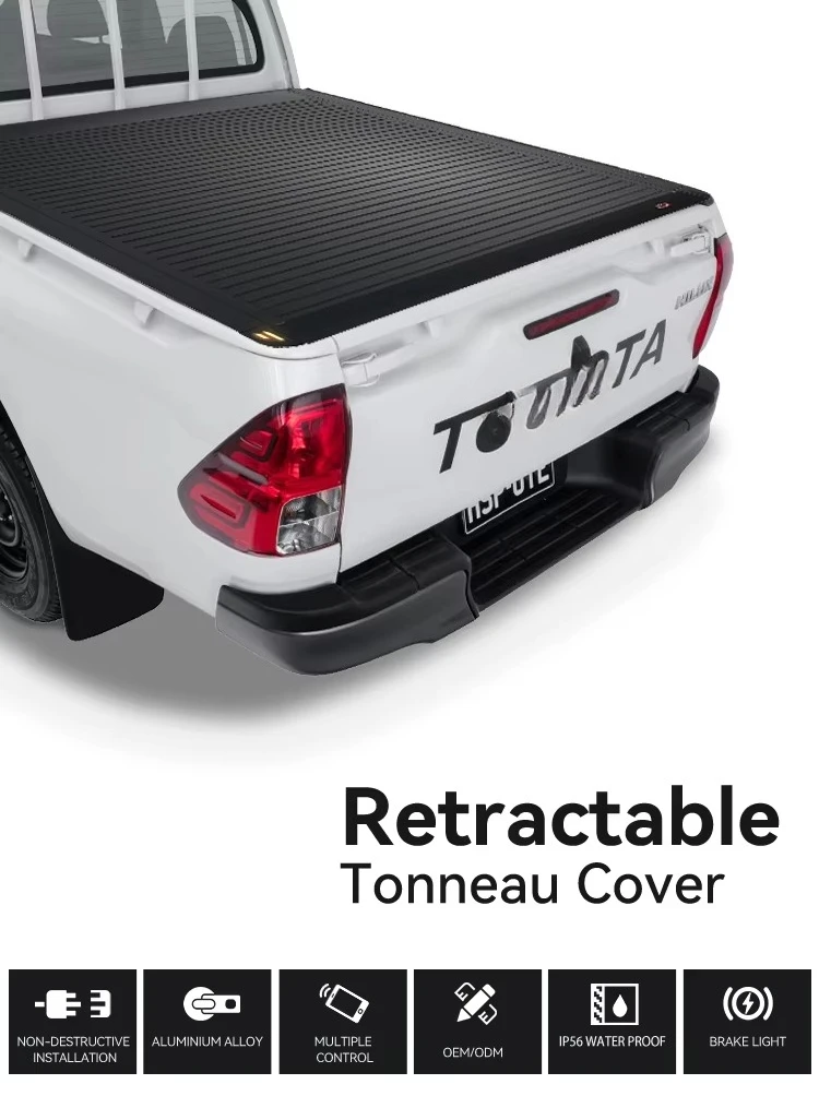 

4X4 Pickup for Toyota HiluxTruck Cars Hard Tonneau Cover Roller Lid Roller Shutter Retractable Aluminium Alloy Roll Up