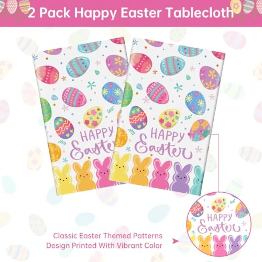 Disposable Easter Table Cloth Set with Bunny Design