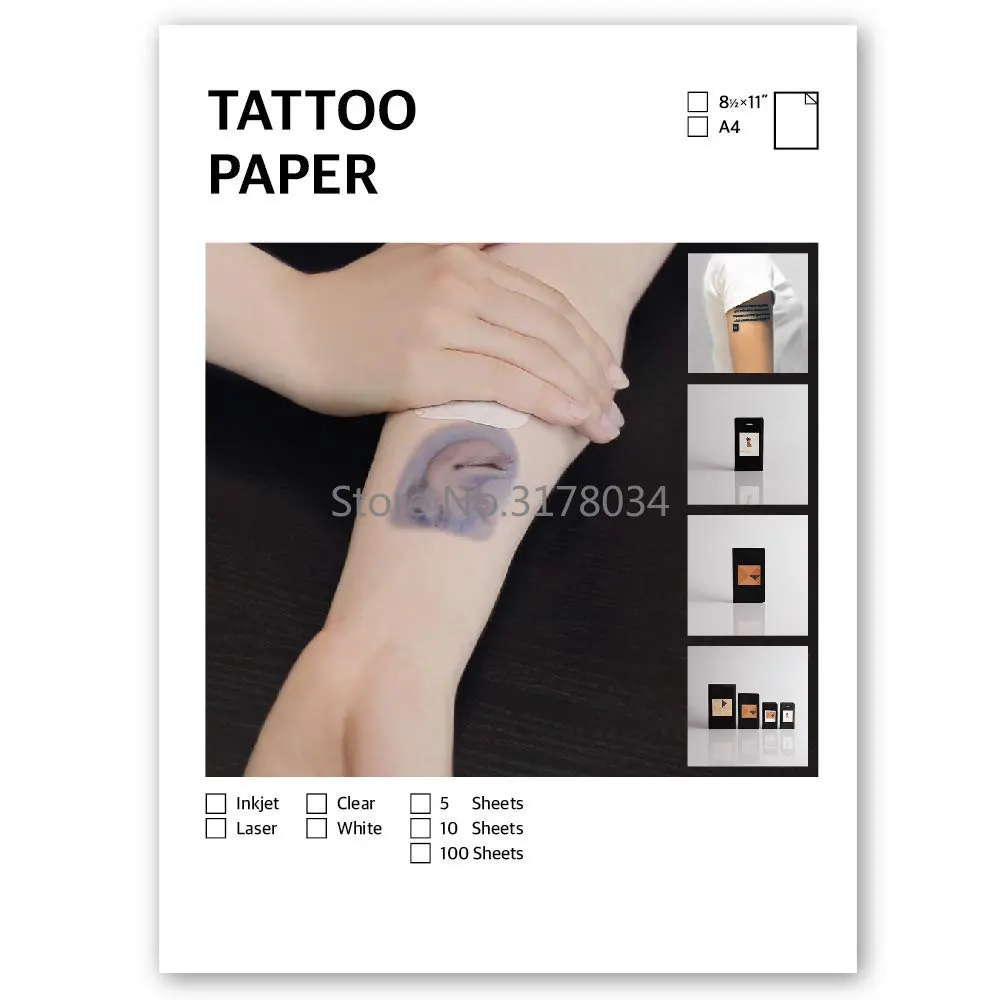 Tymczasowy papier do tatuażu do druku LASER/drukarka atramentowa DIY spersonalizowany arkusz transferu obrazu do skóry zjeżdżalnia kalkomania wzornik