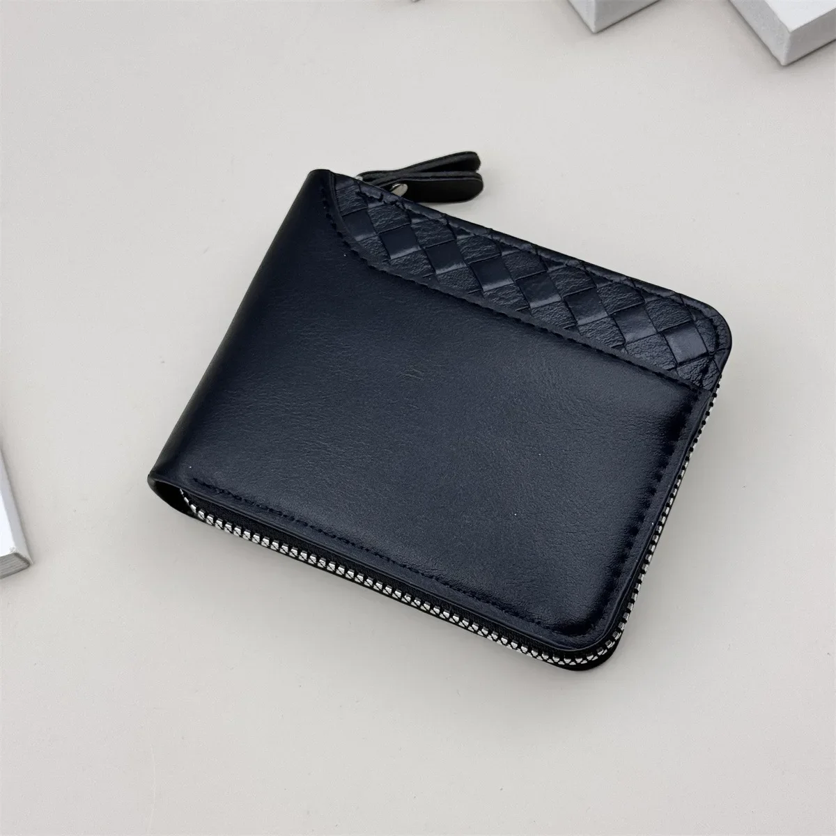 

Leather Men’s Wallet Luxury Mens Purse Male Zipper Card Holders with Coin Pocket Rfid Wallets Gifts for Men Money Bag
