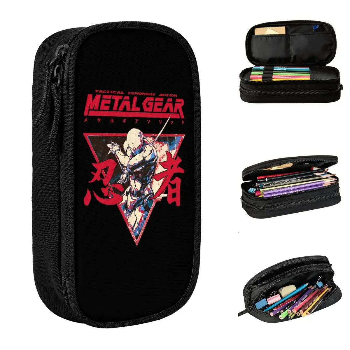 Gear Solid Game Pencil Cases, MGS Gaming Pen Holder Bags, Grande armazenamento para estudantes, caixa de cosméticos para meninas e meninos, moda