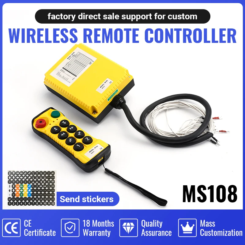 

M108 keys single speed Industrial Wireless Radio Crane Remote Control switches Hoist track Crane Lift Controller