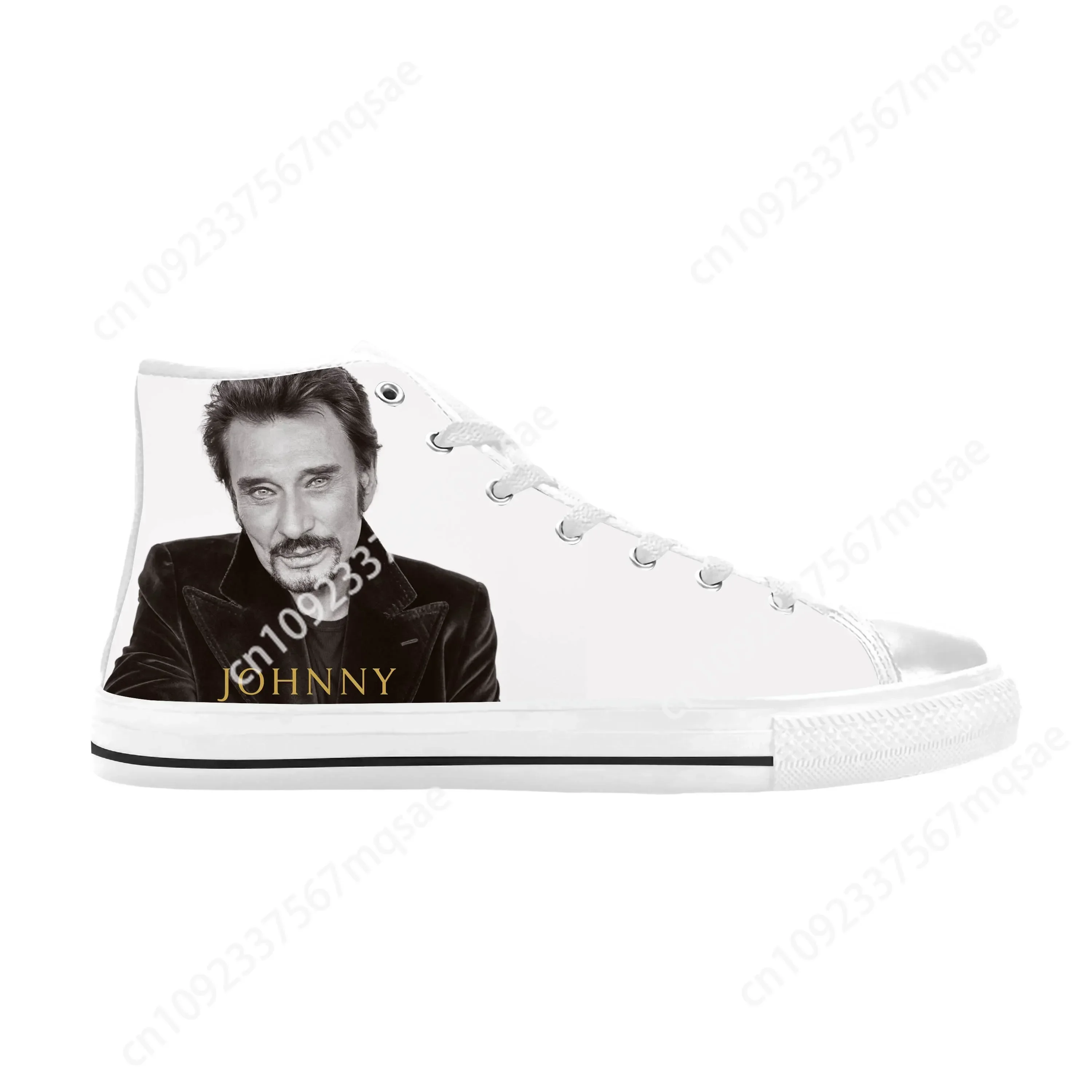 

Hot France Johnny Hallyday Rock Star Singer Music Casual Cloth Shoes High Top Comfortable Breathable 3D Print Men Women Sneakers