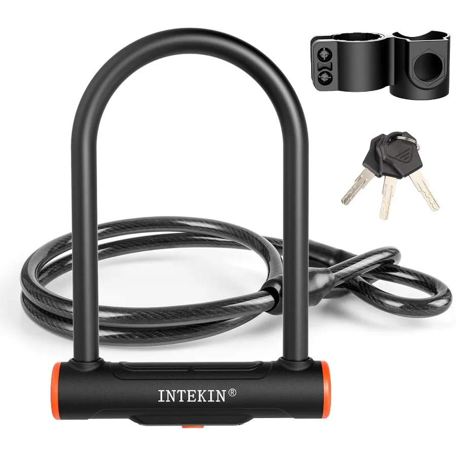 

Heavy Duty 16mm U Lock with 3ft 5ft 6ft Security Cable and Sturdy Mounting Bracket for Secure Bicycle Motorcycle and Other Vehi